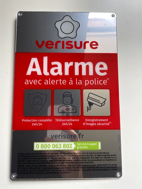 VERISURE PROMO Plaque Plexi VERISURE 24 cm X 15 cm NEUVE
