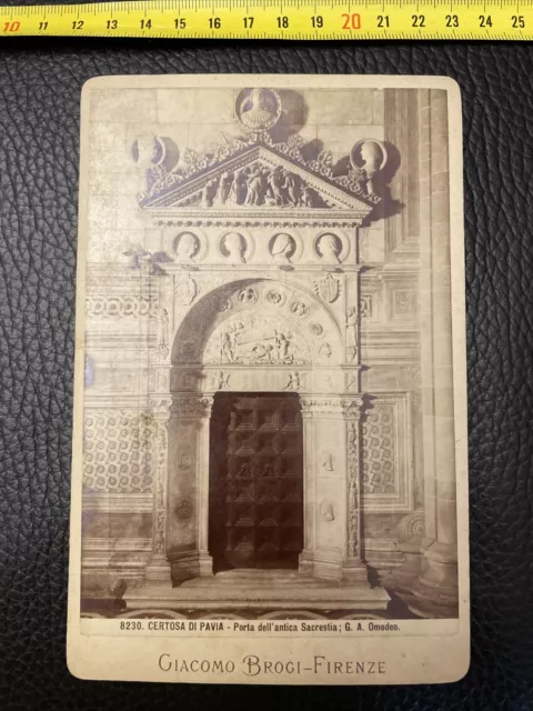 CERTOSA DI PAVIA porta Sacreatia Chiesa Fotografia albumina Giacomo Brogi