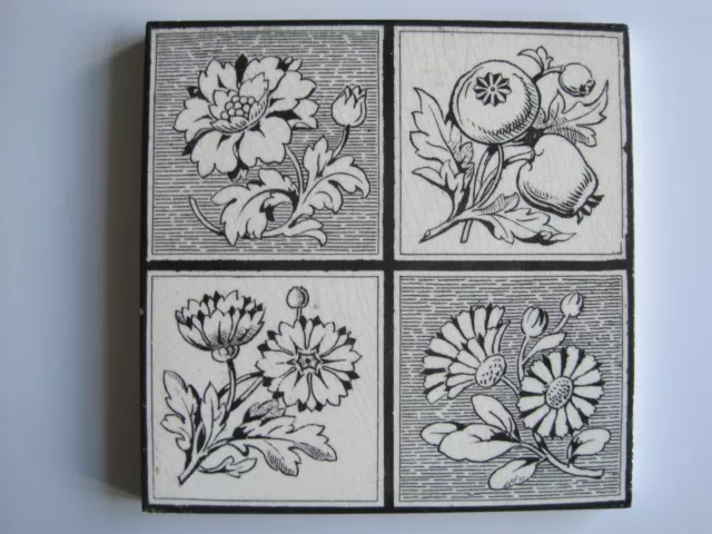 ANTIQUE VICTORIAN TRANSFER PRINT AESTHETIC TILE -  c1877-1900 SHERWIN & COTTON
