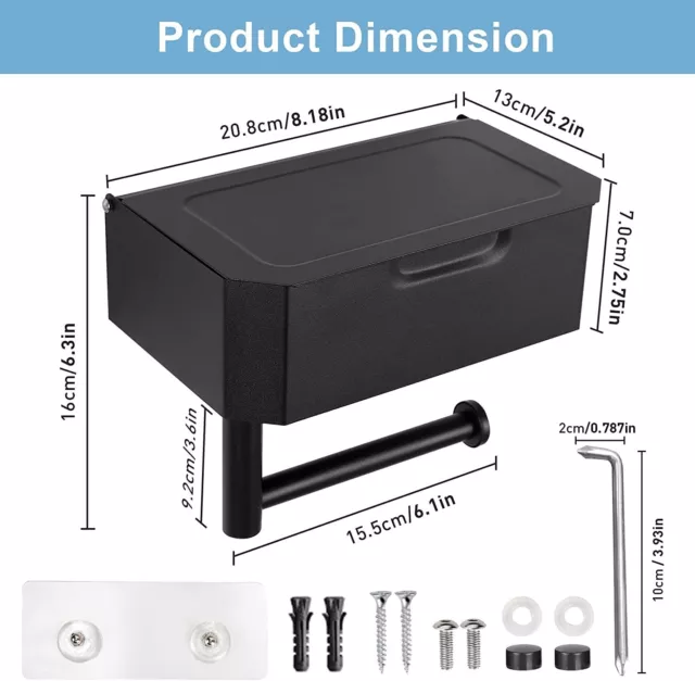 Edelstahl Toilettenpapierhalter ohne Bohren WC Klopapierhalter mit Ablage-Box 2