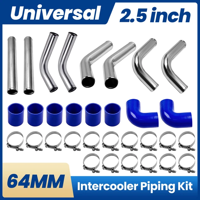 3" 75mm Aluminum Universal Intercooler Turbo Piping+Black Hose + T