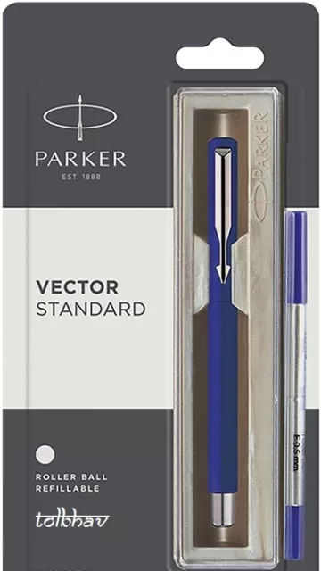 Parker Vector Standard Roller Ball Pen Chrome Trim CT (Blue Body) Blue ink