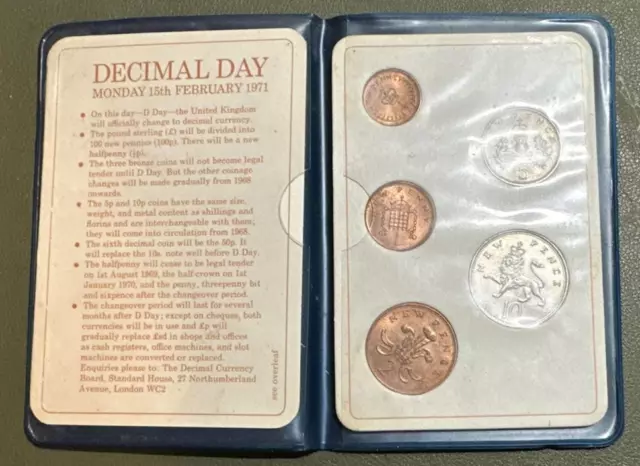 Britian FIRST Decimal Coin Set Presentation Collection Uncirculated 1968-1971