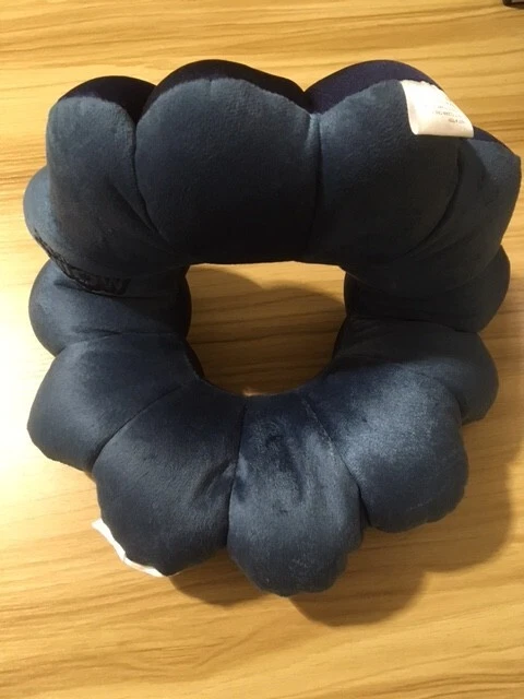 Total Pillow Travel Neck, Head, Lumbar Support Pillow, Blue, out of box