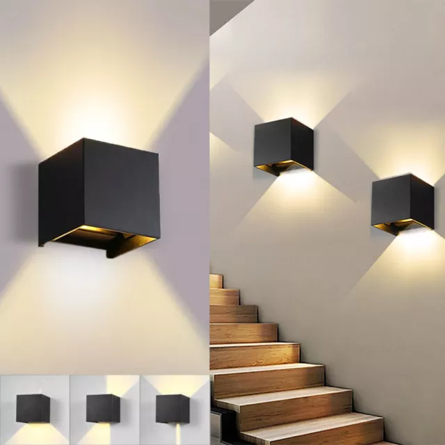 LED Wall Lighting Up Down Cube Bedroom Sconce Lamp Fixture Indoor Outdoor Modern