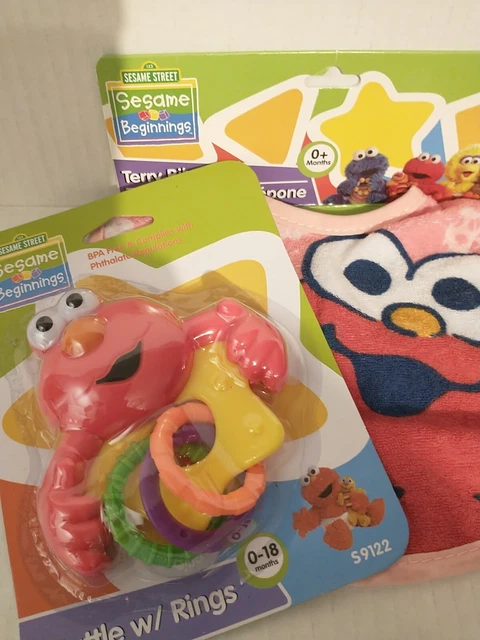 Sesame Street Elmo Rattle & Elmo Bib New