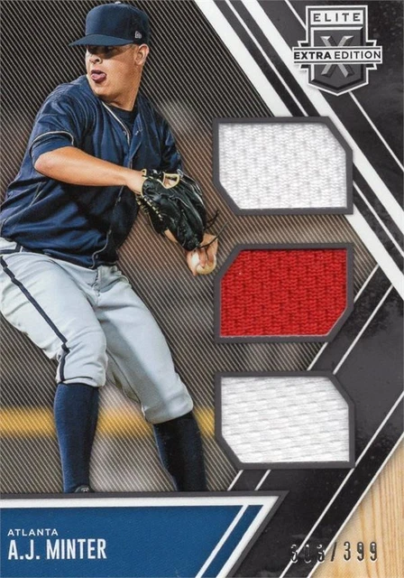 AJ Minter relic jersey patch baseball card 2017 Panini Elite Extra Rookie #TMAM