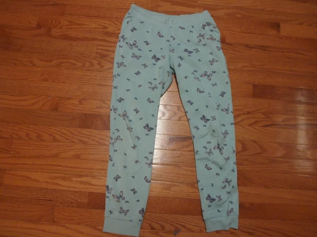 OshKosh B'gosh Girls Green w/ Purple Butterflies Jogger Pants Size 14 EUC