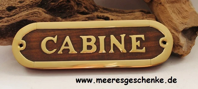 Türschild maritim  "CABINE" ca. 16 x 5 x 1cm Holz Messing