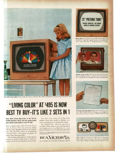 1956 RCA Victor Aldrich Color TV Television Set Perry Como Vintage Print Ad