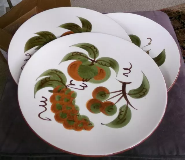 Stangl Pottery Orchard Songs 1960's Set of Three Hand Painted 10" Dinner Plates