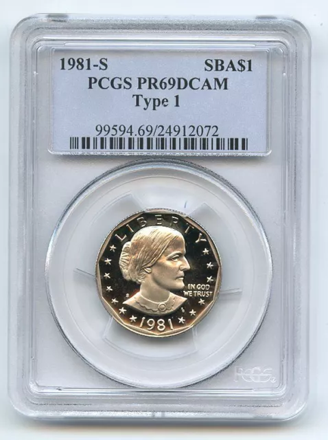 1981 S $1 T1 SBA Susan B Anthony Dollar Proof PCGS PR69DCAM