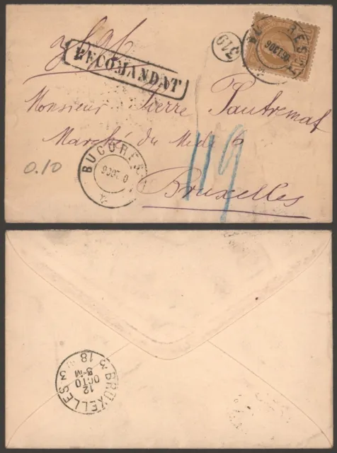 Romania 1890 - Registered Cover to Belgium D24