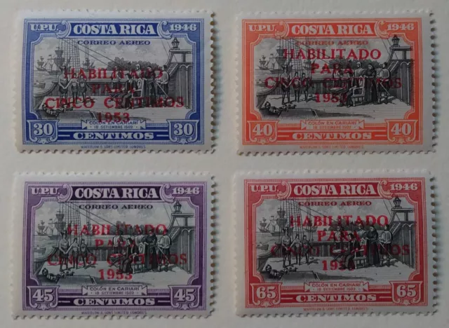Costa Rica Airmail Stamps, 1953, sc#C220-23, Mint, NH, OG