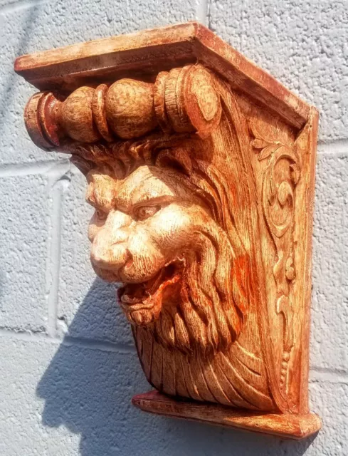 Lion Face Scroll Corbel Bracket Vintage Shelf Architectural Accent