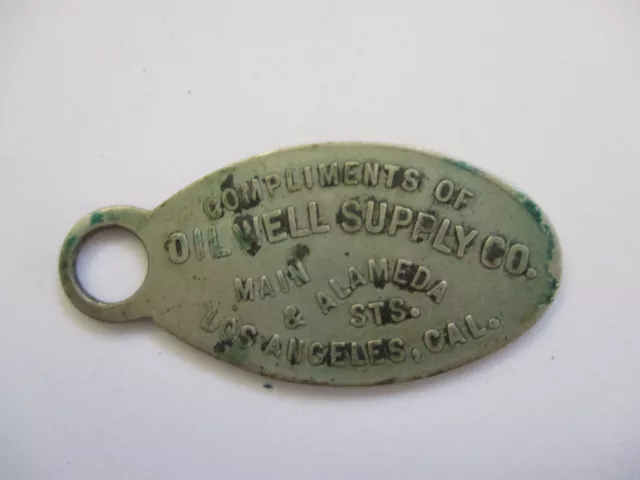Oil Well Supply Co California Advertising Drop Box Return Oval Key Fob Chain