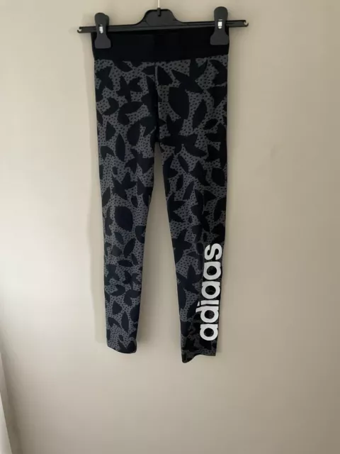 Leggings pull on neri Adidas Climalite ragazze età 9-10 anni poliestere