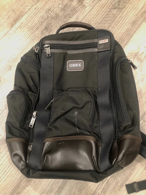 Tumi Alpha Backpack Laptop Black Ballistic Nylon with Brown Leather Accents