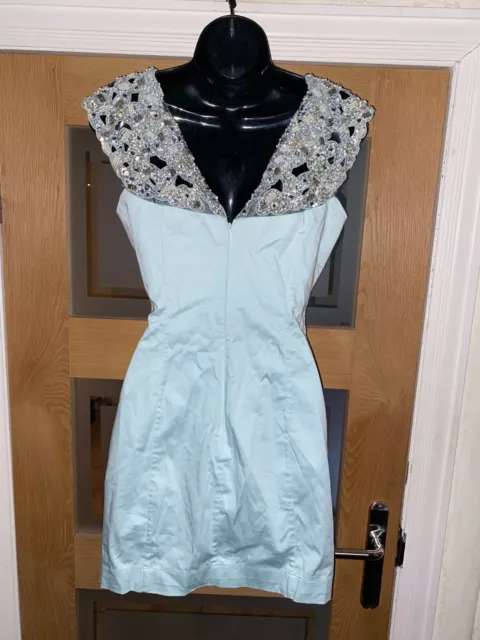 French Connection Turquoise Blue Encrusted Dress Size Uk 8 New With Tags 2