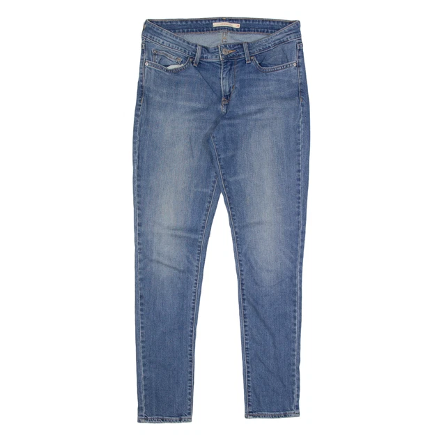 LEVI'S 711 Jeans da donna blu denim sottili pietra skinny lavati W28 L30