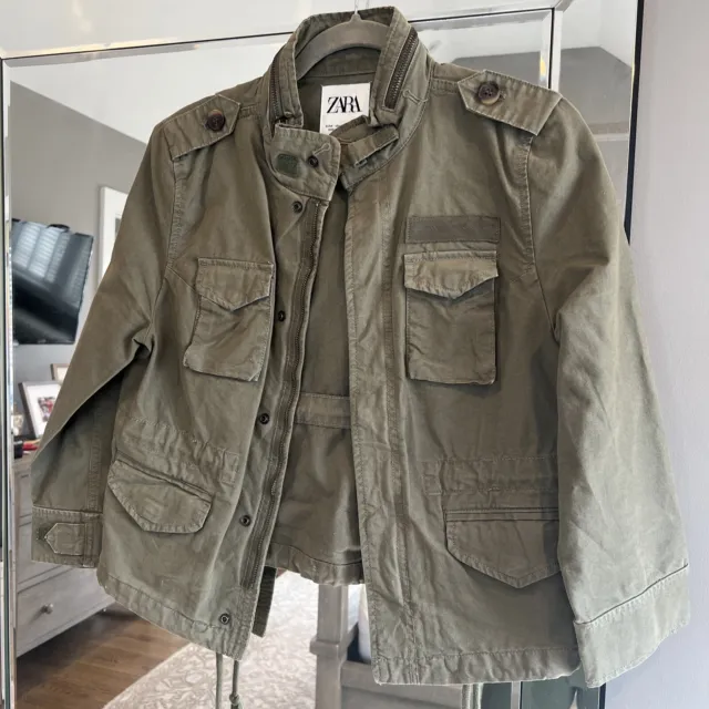 Zara Army Green Cargo Utility Jacket Size Medium