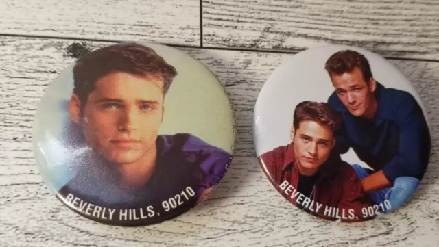 2 Vintage Beverly Hills 90210 Luke Perry Jason Priestley Pinback Buttons