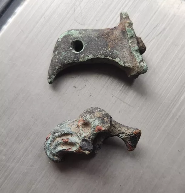 2 Scythian head birds griffins Antique ancient zoomorphic artifact Sarmatian