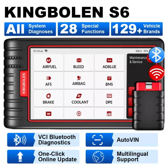 KINGBOLEN S6 Bluetooth Auto Car Diagnostic Tool Full System OBD2 Scanner TPMS