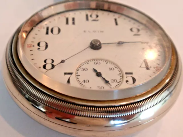 Grande Orologio da Taschino Elgin 18TAGLIE - 58,5 mm. - Manutenzione - 7J - 1907 - Vintage