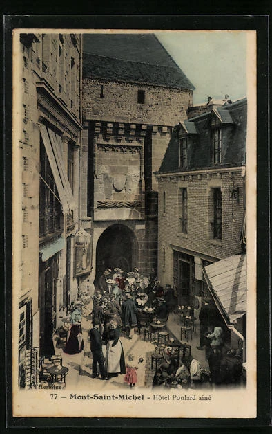 Tirage Vintage Du Mont Saint-Michel - Hôtel Poulard, Vers 1880 - Format 15,5x10 Cm