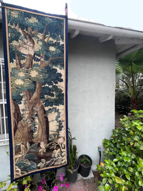 A Good 18th Century Verdure Tapestry with Duck Flying