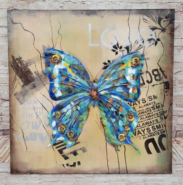 Original 3D painting/sculpture butterflies Love Flower wings Hand Made Gift Sale