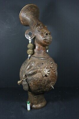 Large 20.1" African Bronze Ancestor Statue - MANGBETU, D.R. Congo TRIBAL ART