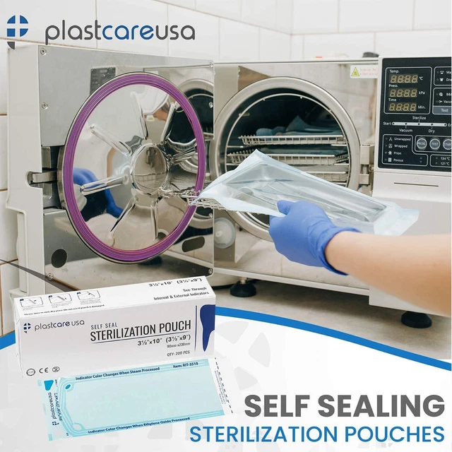 200 3.25 X 12 Inch Self Sterilization Pouches for Dental Offices Autoclave Steri