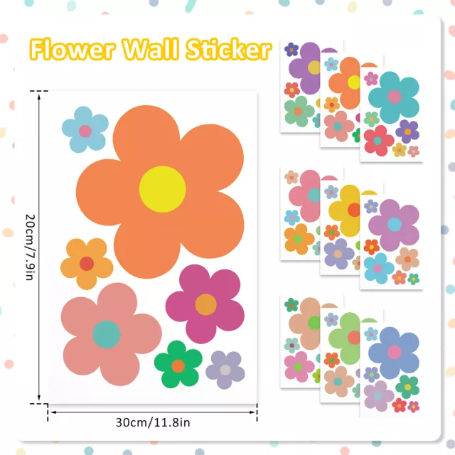 18 Sheets Flower Stickers Colorful Daisy Wall Decals Waterproof Flower StickerΦ