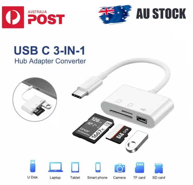 3 In 1 Usb 3.1 Type-c Card Reader To Sd/tf/usb Hub Adapter Micro Sd Card Pc