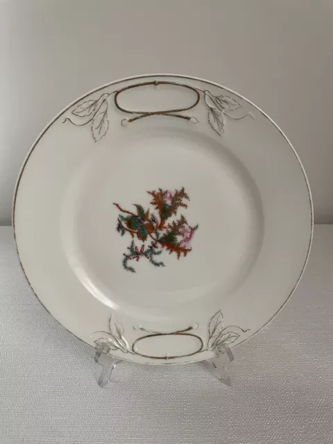 Limoges Haviland Rare Antique Moss Rose Embossed Plate 9 1/2" Gold Trim, 1880's