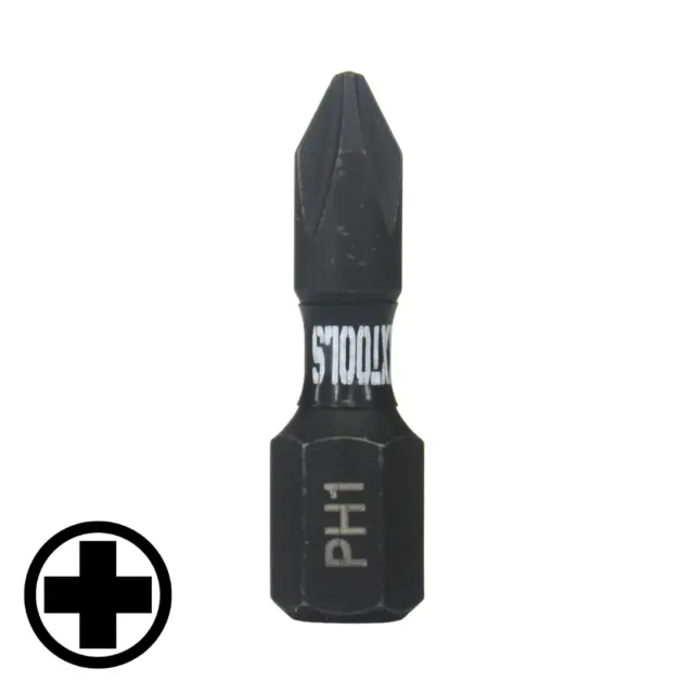 5 x 25mm PH1 Phillips 1 Impact Screwdriver Driver Drill Bit Magnetic 1/4" 2