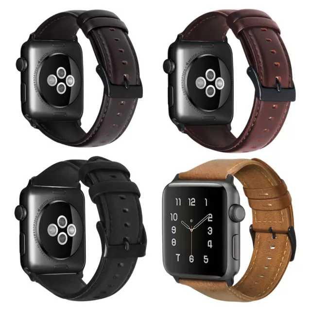 Genuine Leather Replacement Bands Wrist Straps for Apple Watch Series 7 6 5 4 3