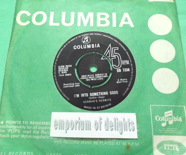 7& 45 RPM HERMANS HERMITS - IM INTO SOMETHING GOOD in plain packet £3. ...