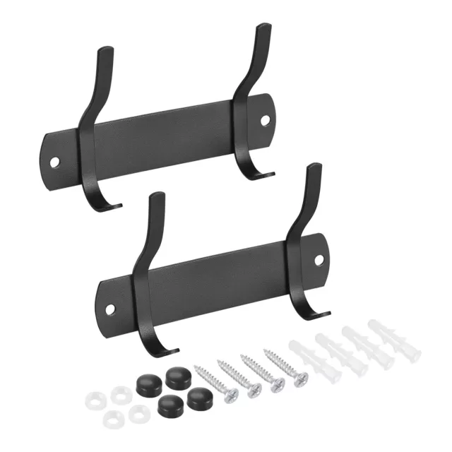 Coat Hook Rack Wall Mounted with 2 Hooks Hook Rail Wall Hangers Black 2Pcs