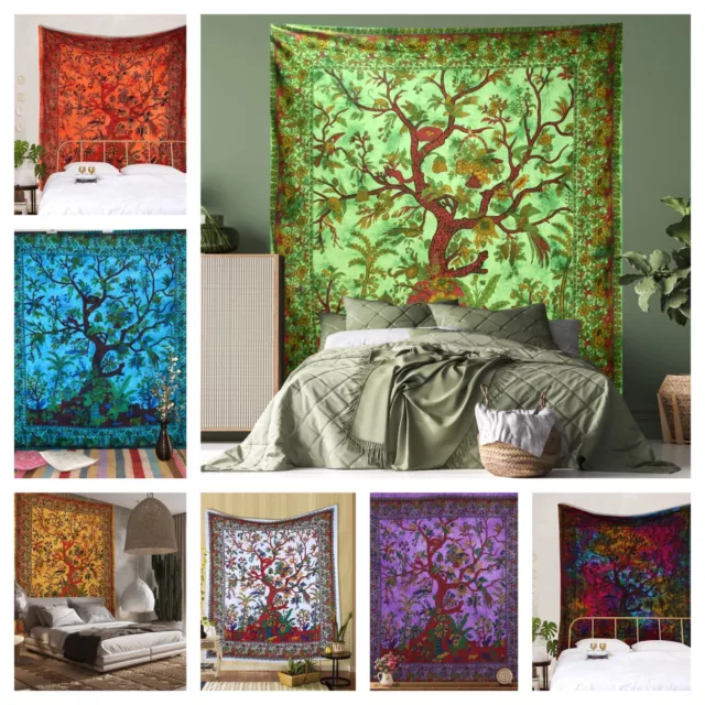 Tree of Life Wall Hanging Large Cotton Bohemian Boho Bedspread Throw Beach Mat