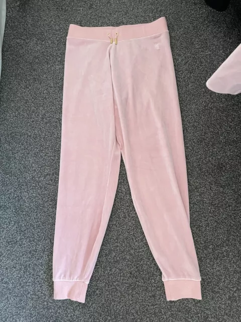 JUICY COUTURE Light Pink Velour Velvet Leggings S Jogger Pants Embroidered