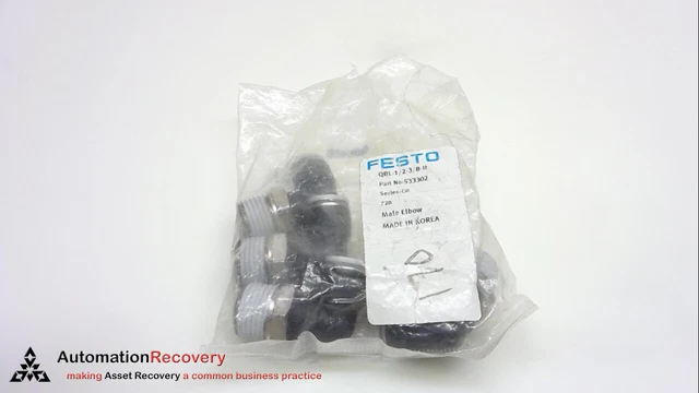 Festo Qbl-1/2-3/8-U  Push-In Elbow Fitting,Tube Size:3/8", See Desc #242623
