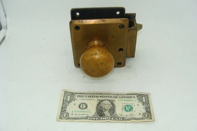 Vintage Door Knobs Handles Brass with Cover and Lock Old Antique