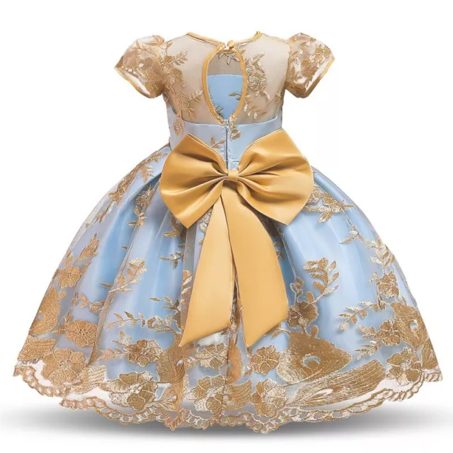 Soft Blue & Gold Party / Event dress - 130cm / Age Guide 5-7 yrs