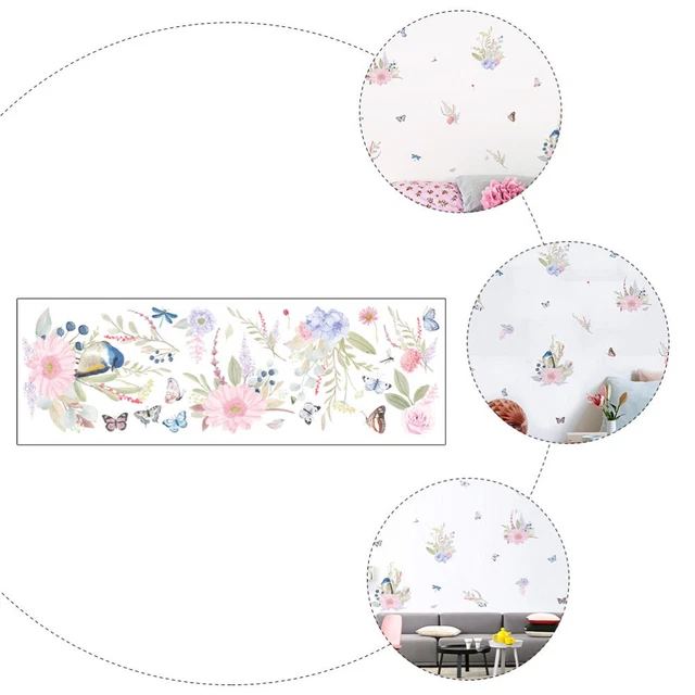 Papier Peint Sticker Mur Décor Autocollants Stickers Muraux Fleur Wall Sticker