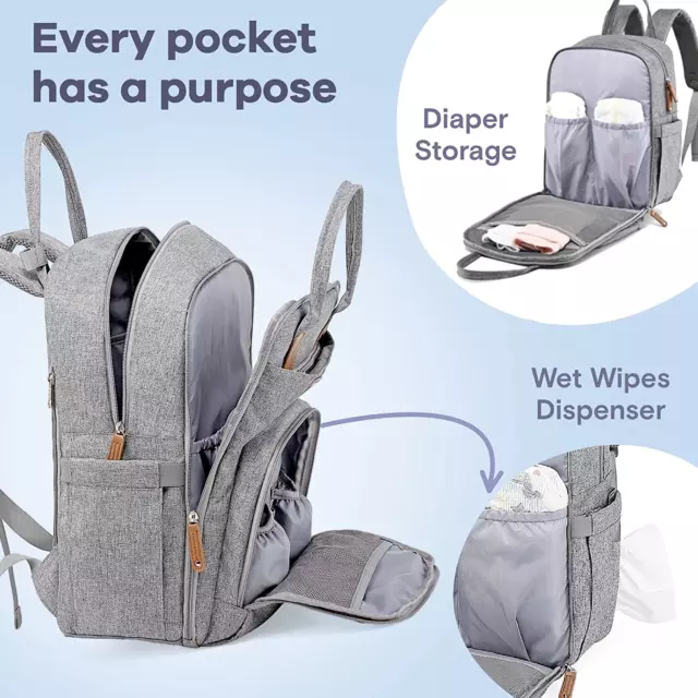 RUVALINO Diaper Bag Backpack, Multifunction Travel Back Pack Maternity Baby Chan 4