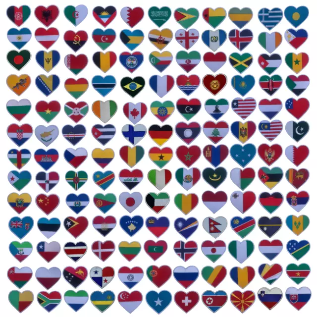 Heart Flag Embroidered Patch sew iron on National Country Badge Patches Q-Z