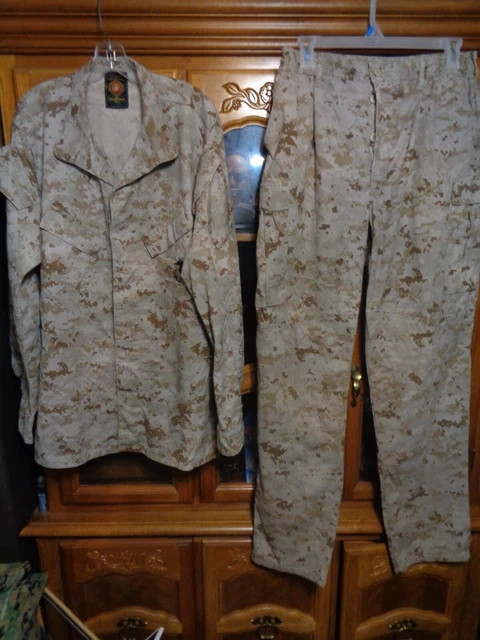 USMC MARPAT Uniform DESERT TAN SET Combat Shirt Pant LARGE X LONG  LXL  ISSUED